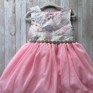 Charming Pink Embroidered Kids Dress